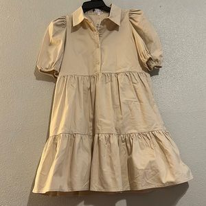 Tan Poplin Shirt Dress